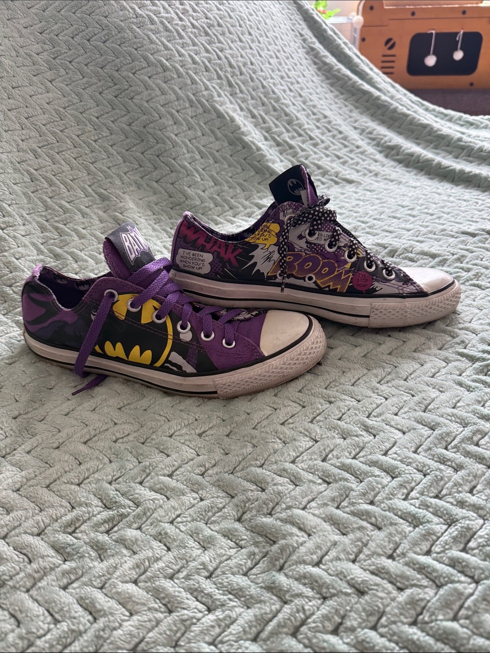 Batman Purple and Yellow Converse Low-Top Sneakers